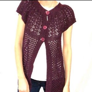 Women’s purple knit short sleeve plum cardigan
